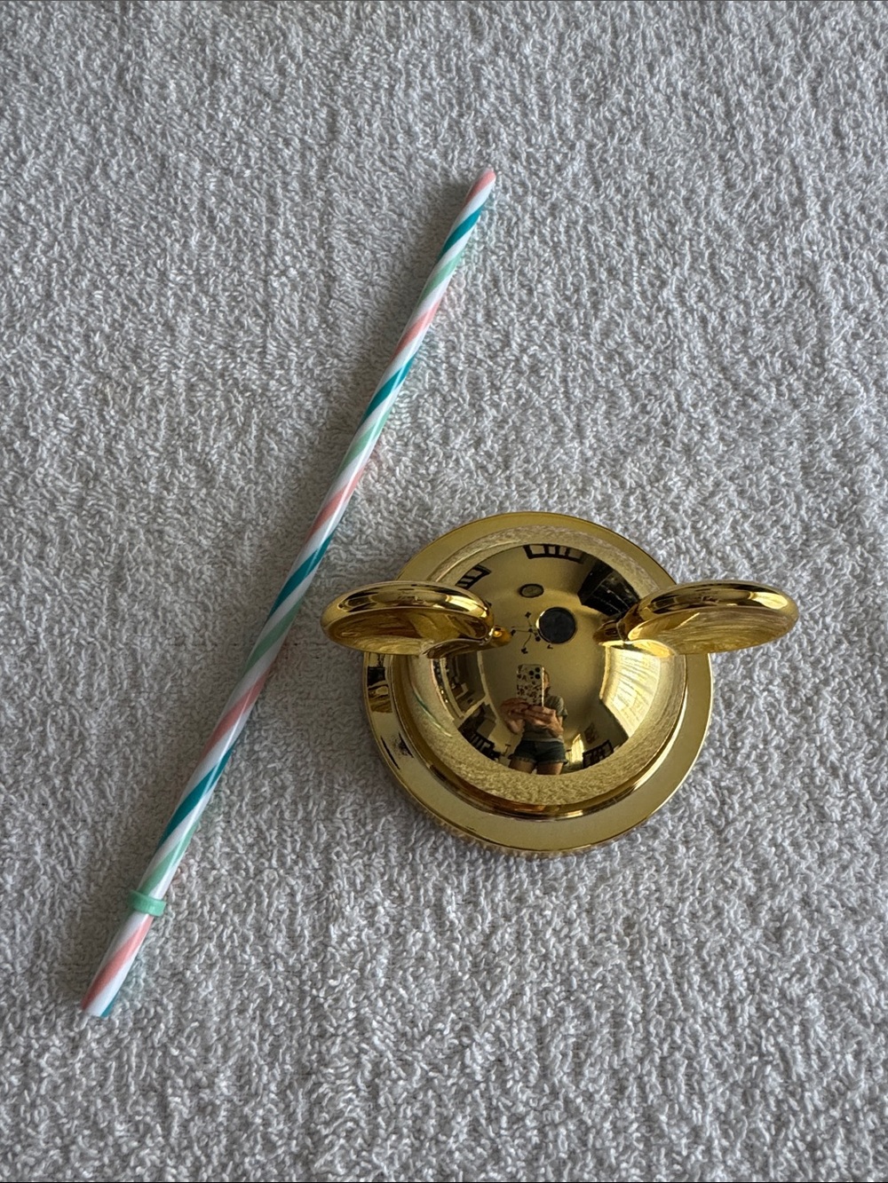 Starbucks x Disney Gold-tone Mickey Mouse Ears Tumbler Topper Lid with Straw